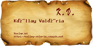 Kállay Valéria névjegykártya